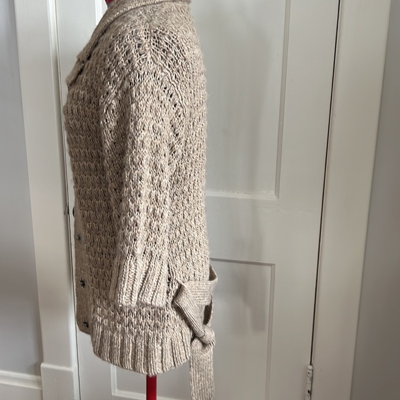 Sandwich_ cardigan / jacket. Knitted alpaca blend. Taupe. Size L - Picture 4 of 9